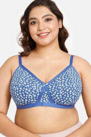 Buy Rosaline Everyday Double Layered Non-Wired 3/4th Coverage Supper Support Bra - Blue Daisy Pt